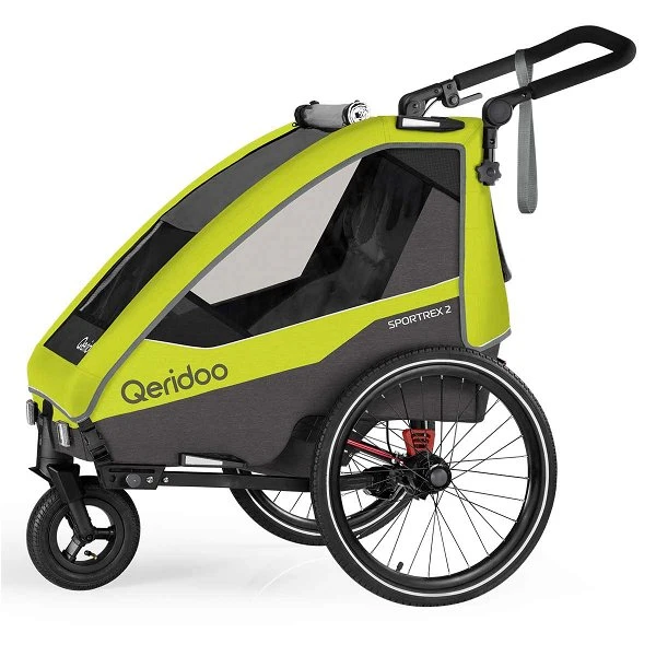Qeridoo Sportrex 2 Fahrradanhänger Lime Green 2023 Limitiertes Design – Bild 2