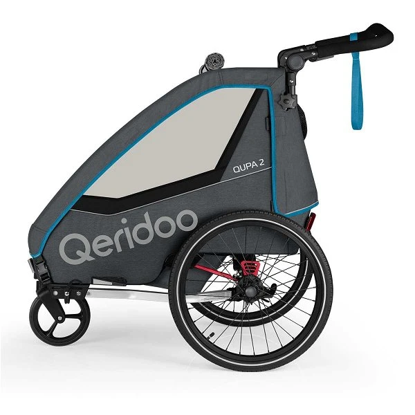 Qeridoo Qupa2 Blue Fahrradanhänger 360-Grad-Buggyrad Und Deichsel 2023 – Bild 2