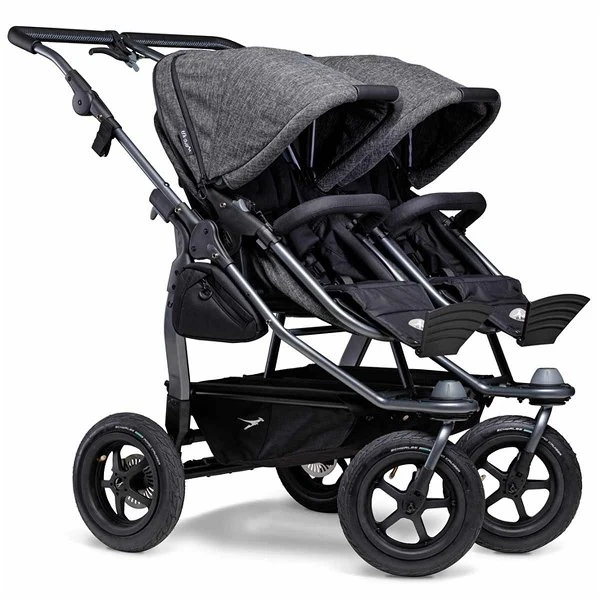 Tfk Duo Kombi Kinderwagen Premium Anthrazit Zwillingswagen Mit Luftrad-Set – Bild 2